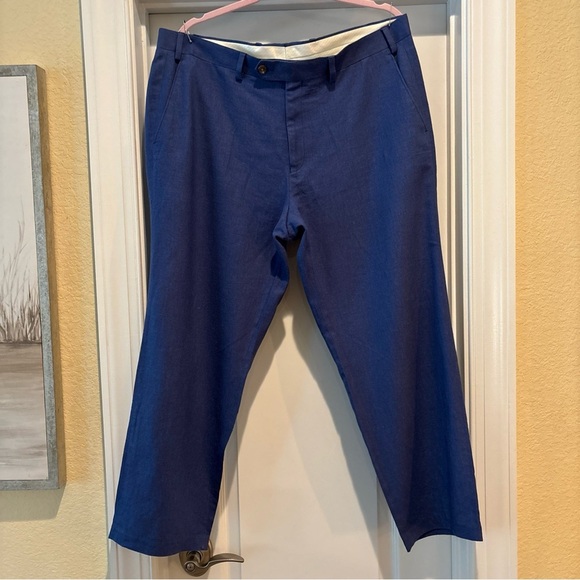 CHAPS MEN LINEN AND RAYON BLUE PANTS SIZE 38 WIDTH 27 INSEAM - Picture 2 of 16